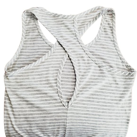 Finn & Clover Racerback Gray White Striped Maxi Comfy Dress Sz M - Picture 4 of 9